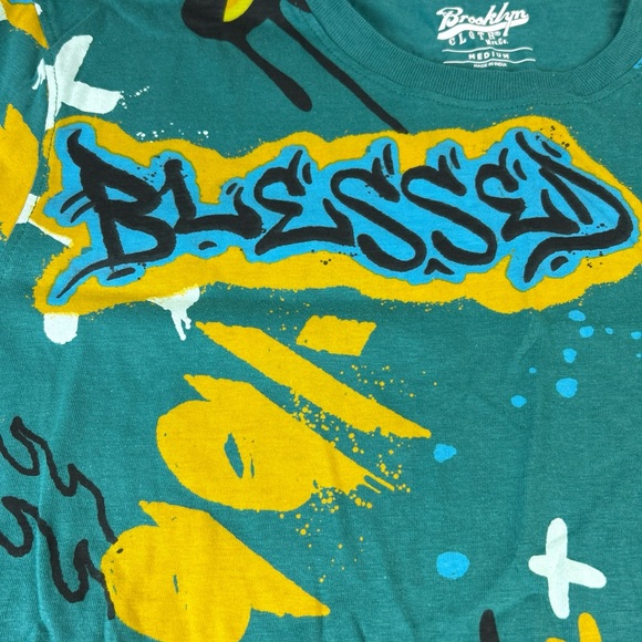 Brooklyn Cloth Graphic Tee - Teal and Yellow mens medium brand new with tags - Picture 3 of 7